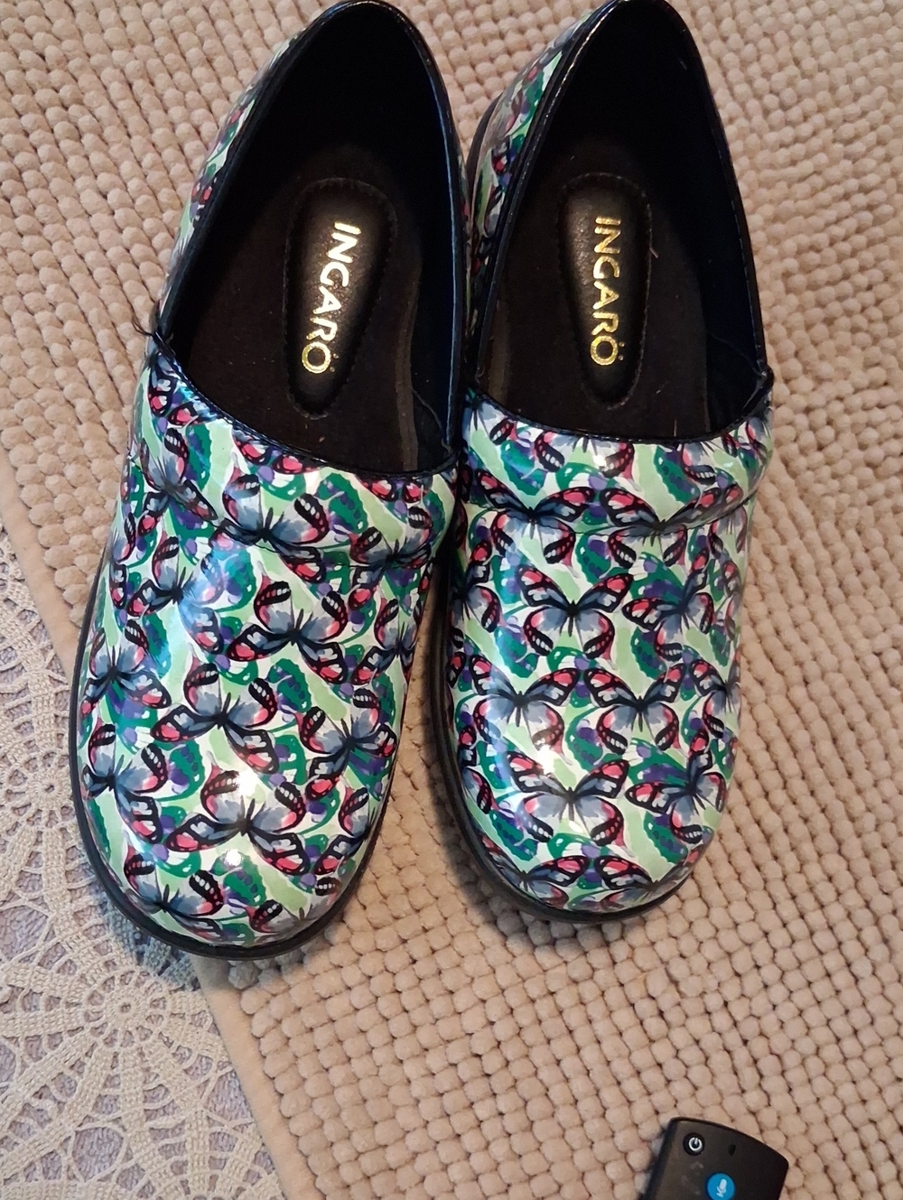 Ingaro Women's Floral-Pattern Slip-On Mules in Green & Blue